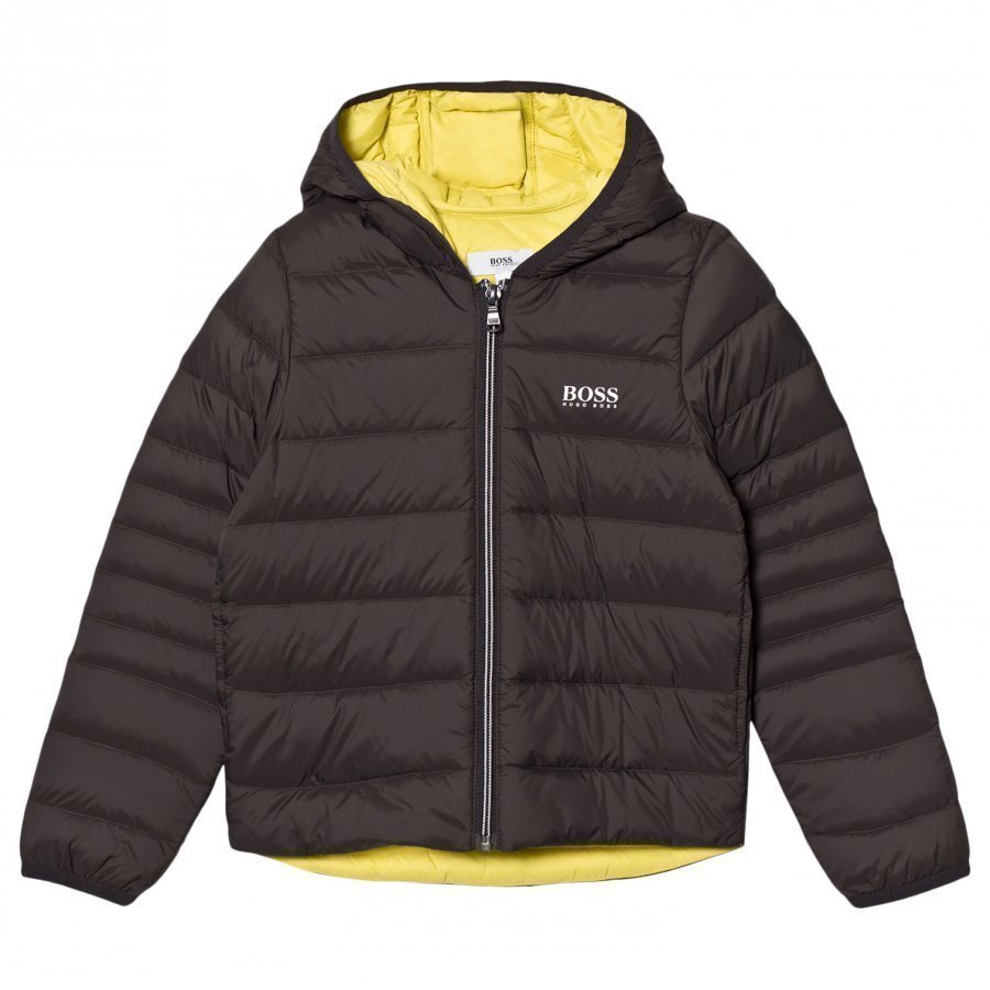 Boss Dark Grey/Lime Hooded Padded Jacket Toppatakki