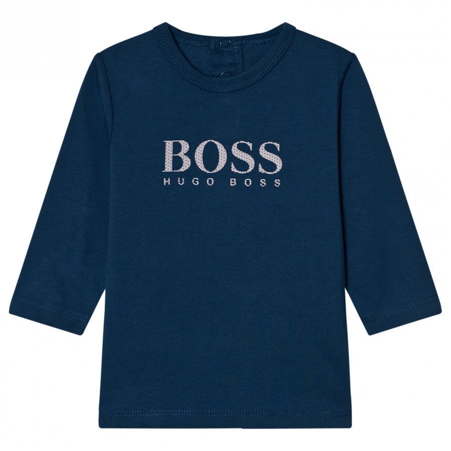 Boss Navy Branded Long Sleeve Tee Pitkähihainen T-Paita