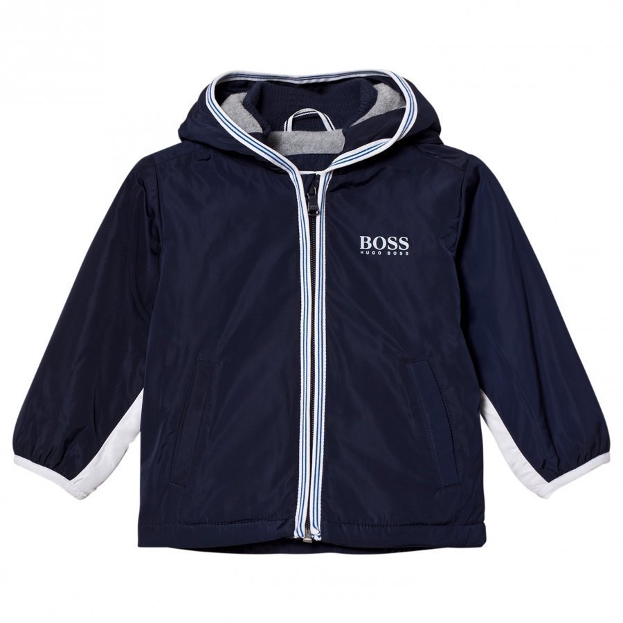 Boss Navy/White Branded Hooded Windbreaker Tuulitakki