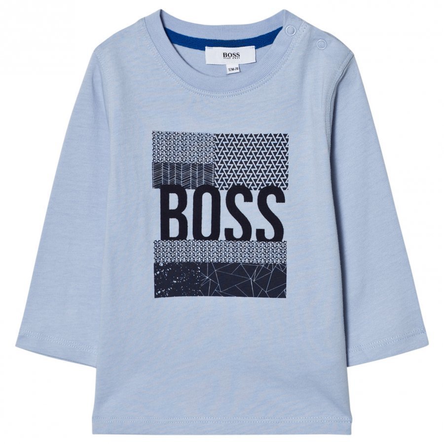 Boss Pale Blue Branded Graphic Tee T-Paita