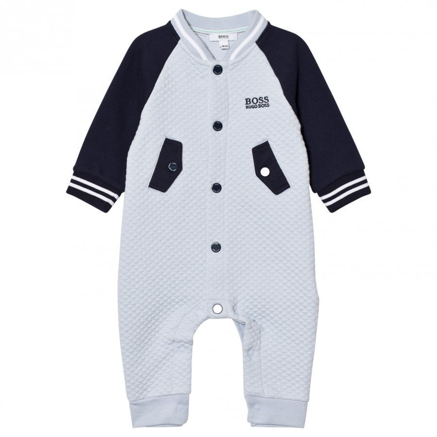 Boss Pale Blue/Navy Waffle Onesie Body