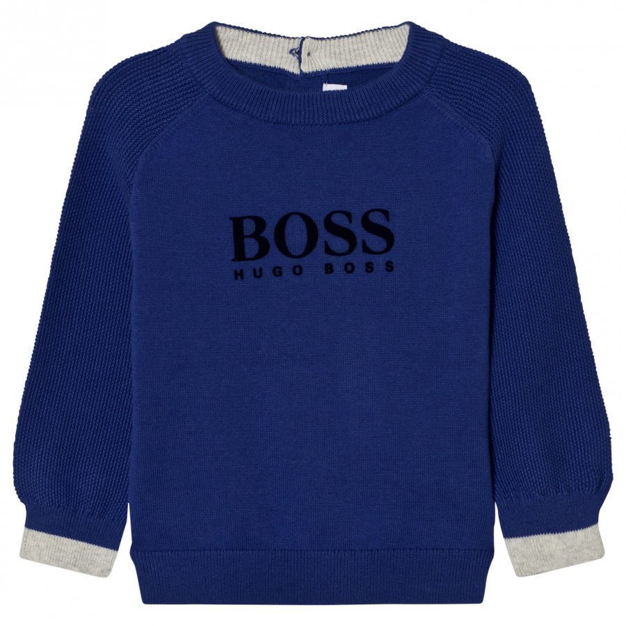 Boss Royal Blue Knit Branded Jumper Paita