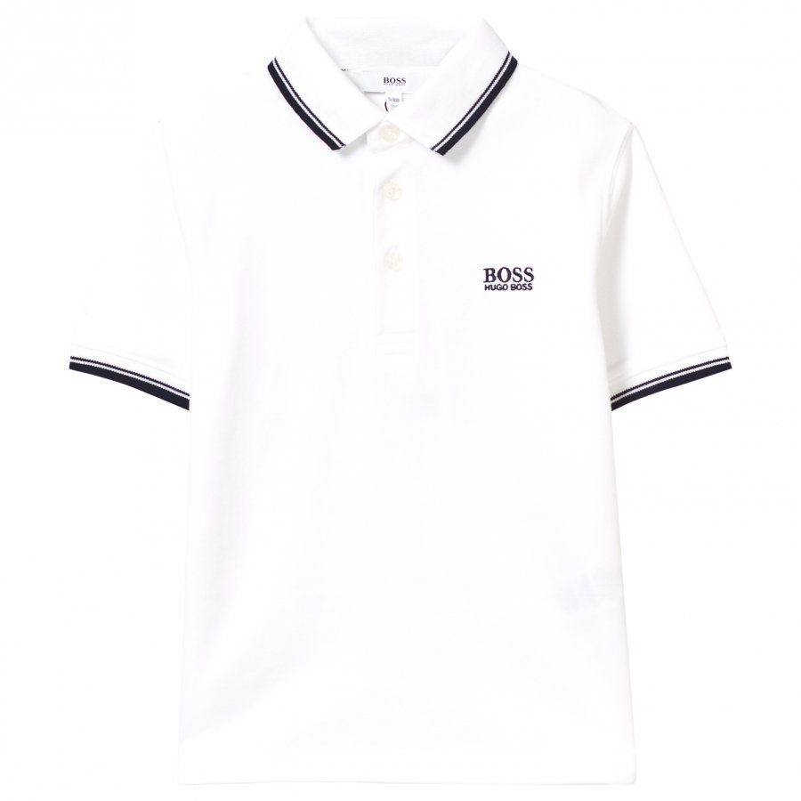 Boss White Classic Branded Polo Pikeepaita