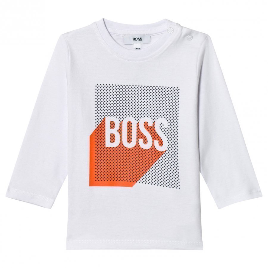 Boss White Graphic Logo Print Tee T-Paita