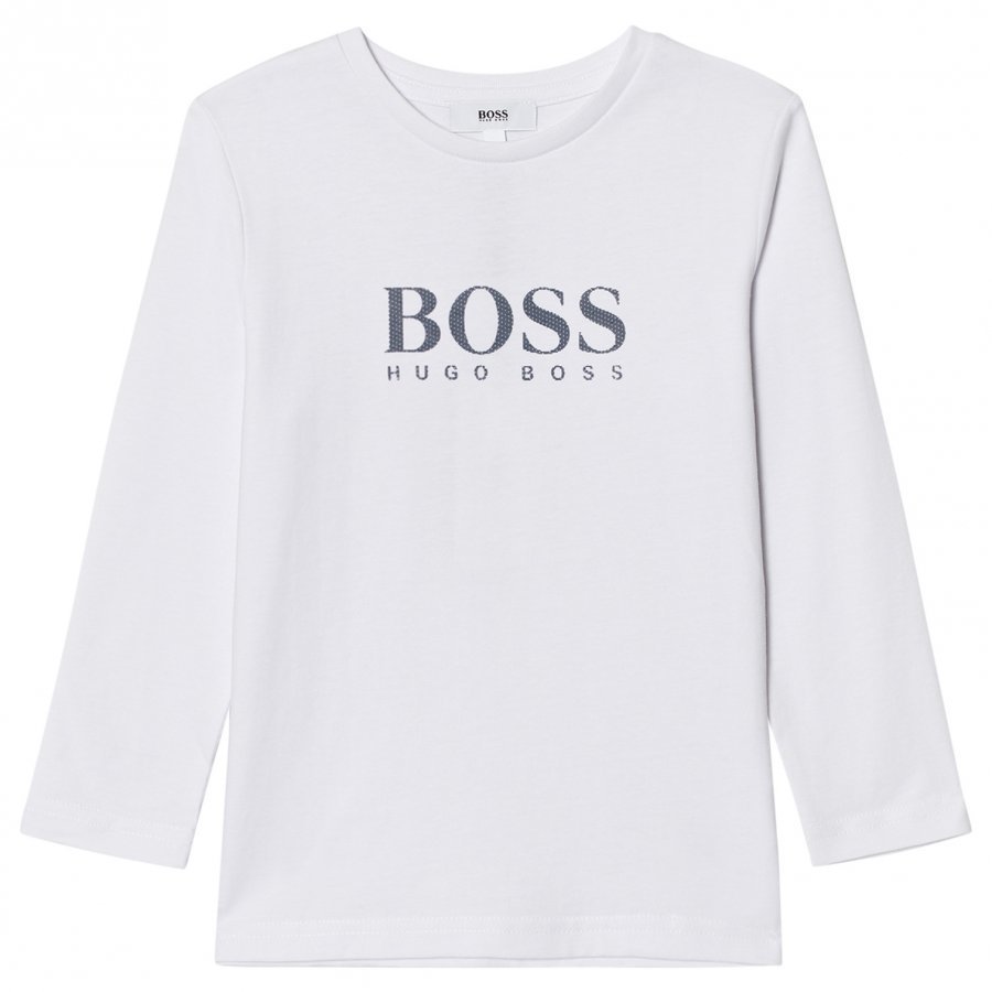 Boss White Rubberized Branded Long Sleeve Tee Pitkähihainen T-Paita