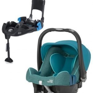 Britax Römer Turvkaukalo Baby Safe Plus SHR II 2016 Green Marble + Turvaistuimen Telakka Turvavöillä