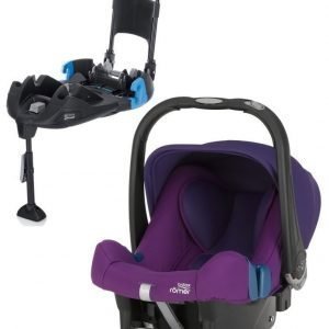 Britax Römer Turvkaukalo Baby Safe Plus SHR II 2016 Mineral Purple + Turvaistuimen Telakka Turvavöillä