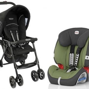 Britax Turvaistuin Multi Tech II Cactus Green + Graco Citisport Lite Matkarattaat