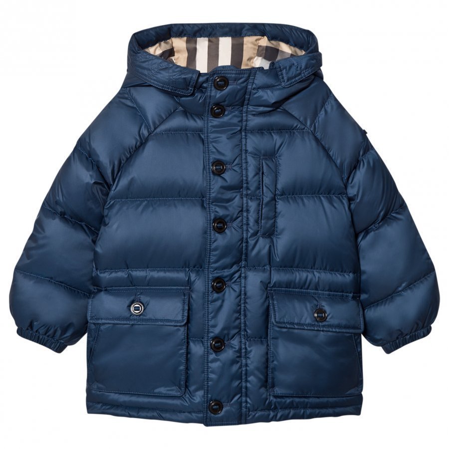 Burberry Blue Shower-Resistant Hooded Puffer Jacket Toppatakki