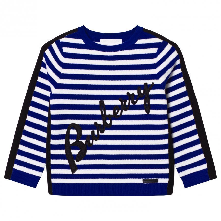 Burberry Blue Stripe Applique And Branded Jumper Paita