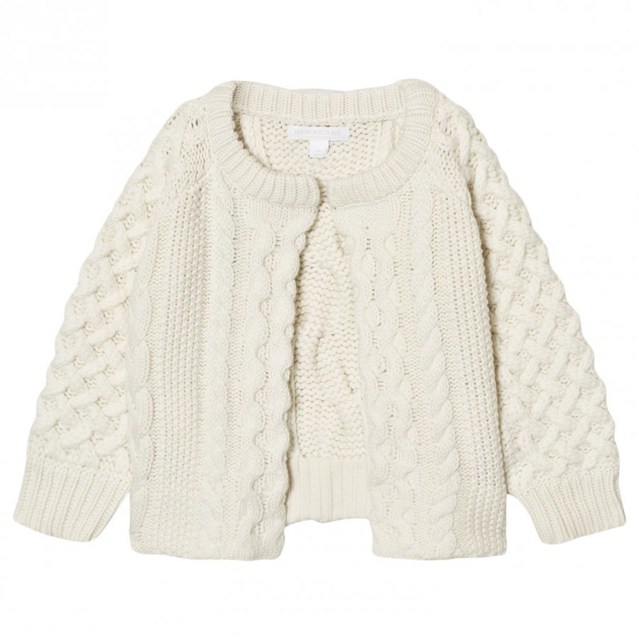 Burberry Cable Knit Wool Cashmere Henriet Cardigan Cream Neuletakki