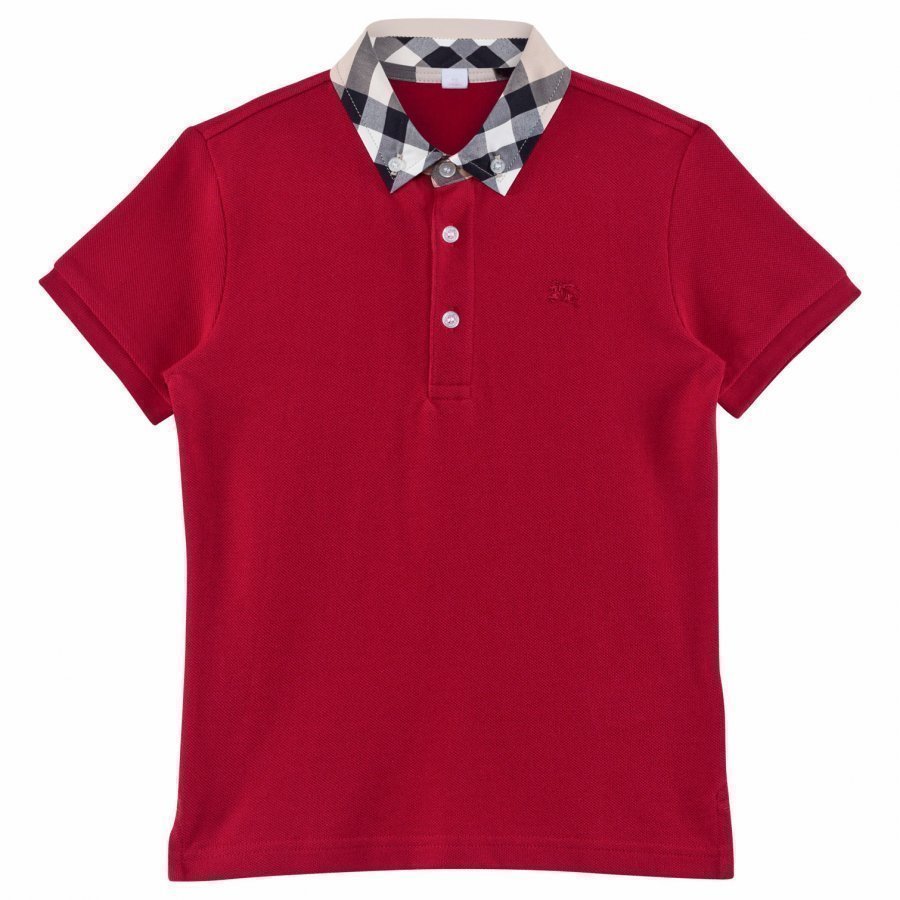 Burberry Check Collar Polo Shirt Military Red Pikeepaita