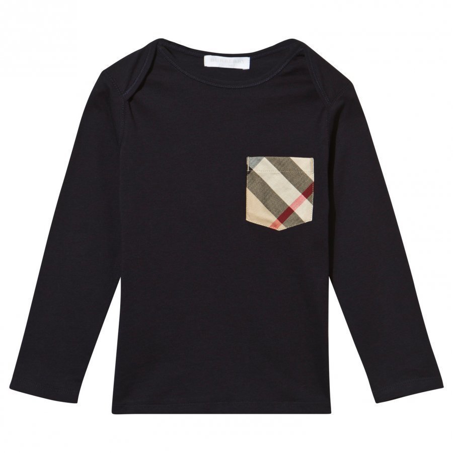 Burberry Check Pocket Long Sleeve T-Shirt True Navy Pitkähihainen T-Paita