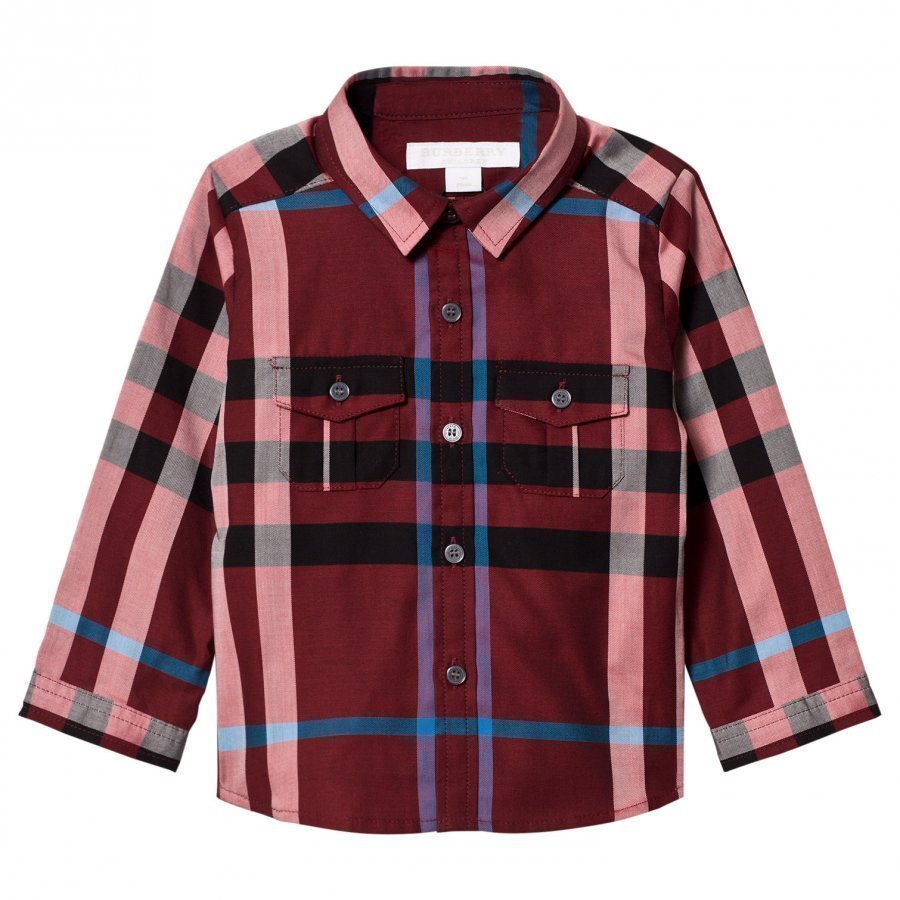 Burberry Check Trent Shirt Carmine Red Kauluspaita