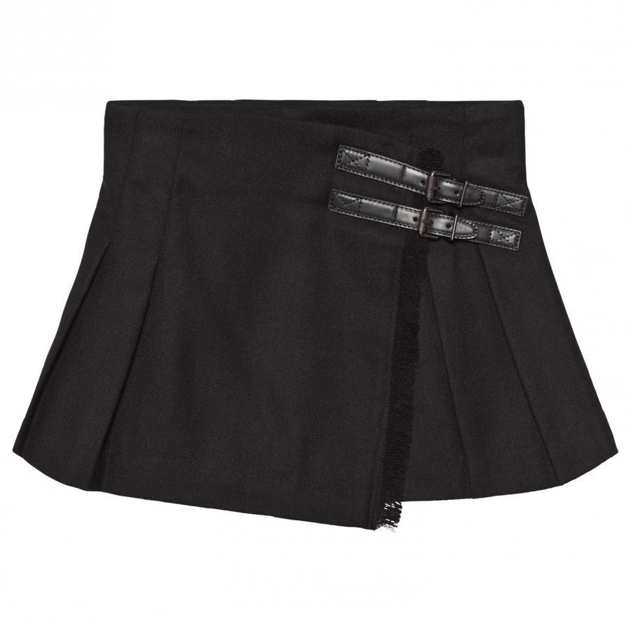 Burberry Fringed Wool Kilt Black Kellohame