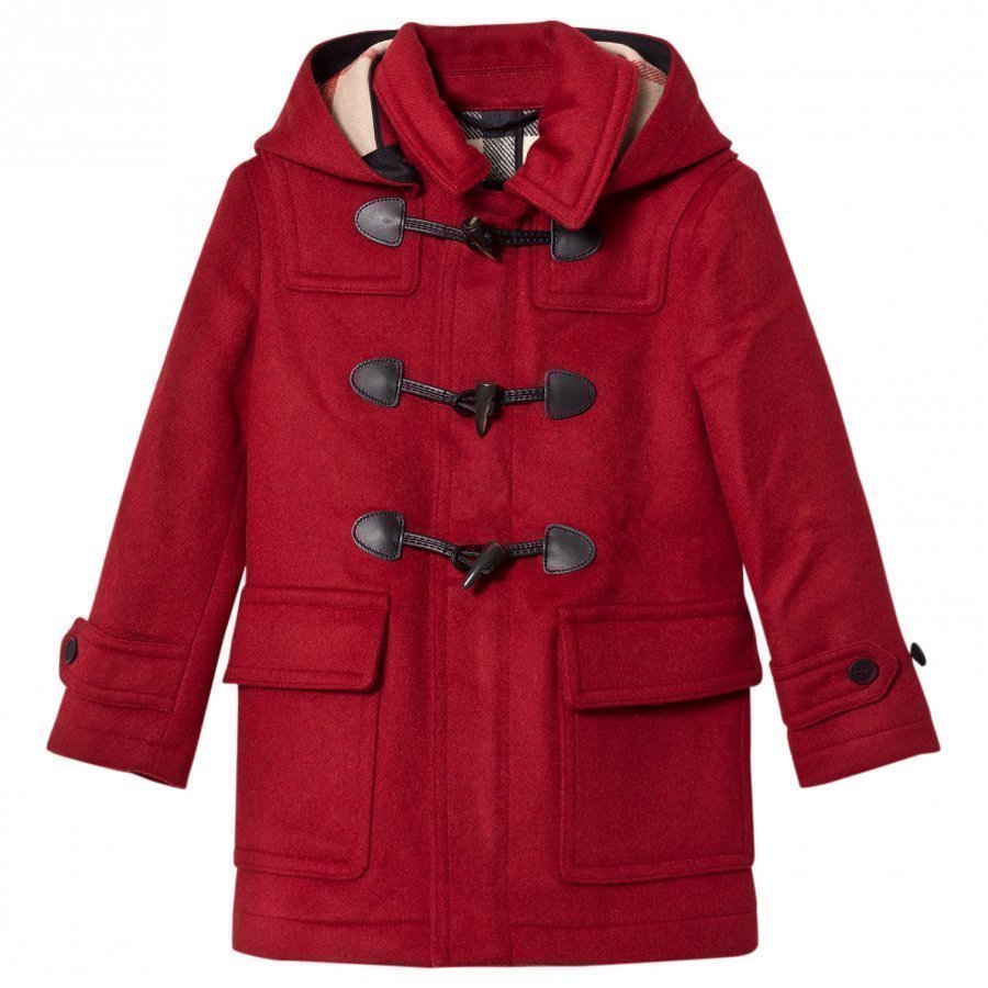 Burberry Hooded Wool Duffle Coat Parade Red Duffelitakki