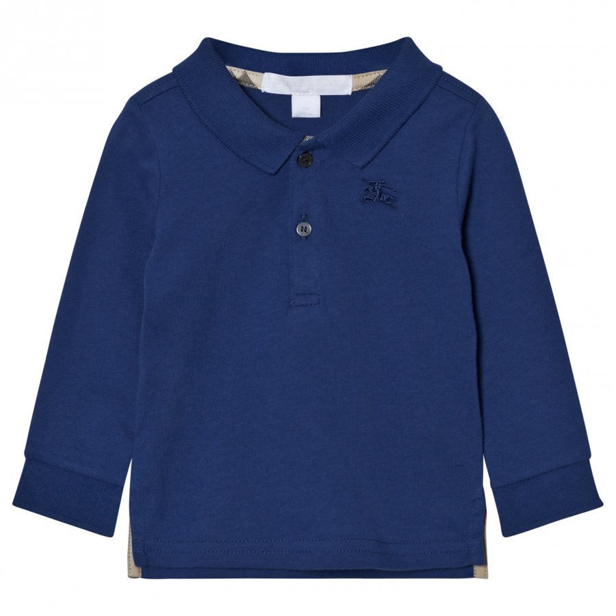 Burberry Long Sleeve Polo Marine Blue Pikeepaita