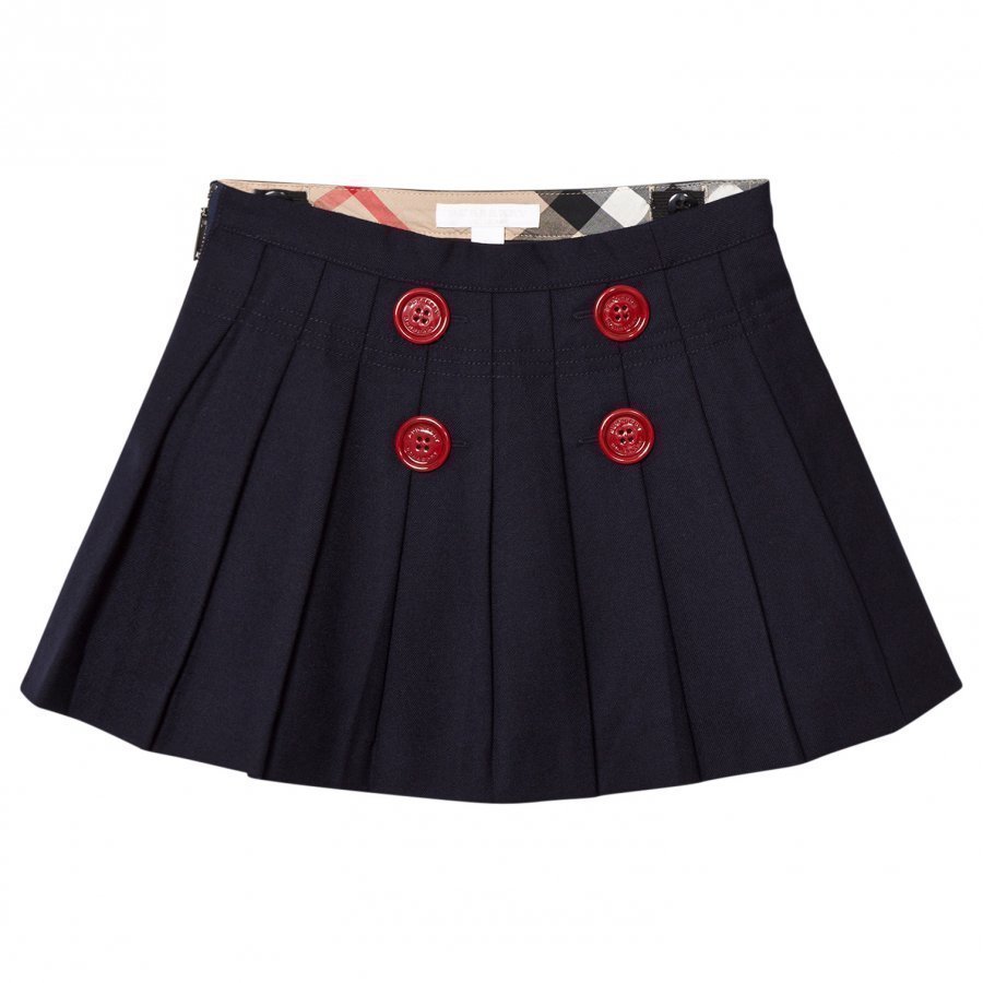 Burberry Navy Florianne Wool Skirt With Contrast Buttons Kellohame