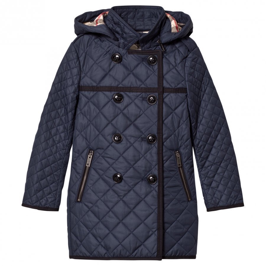 Burberry Navy Long Line Quilted Coat Talvitakki