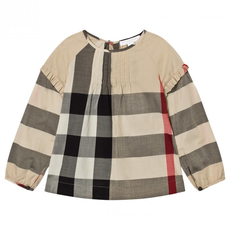 Burberry Pintuck Detail Check Top Beige Pusero