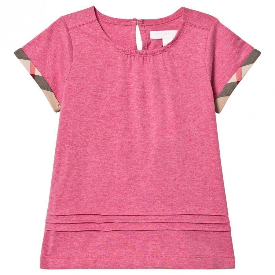 Burberry Pleat And Check Detail Pink T-Shirt T-Paita