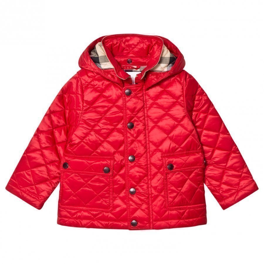 Burberry Red Jamie Quilted Hooded Jacket Tikkitakki