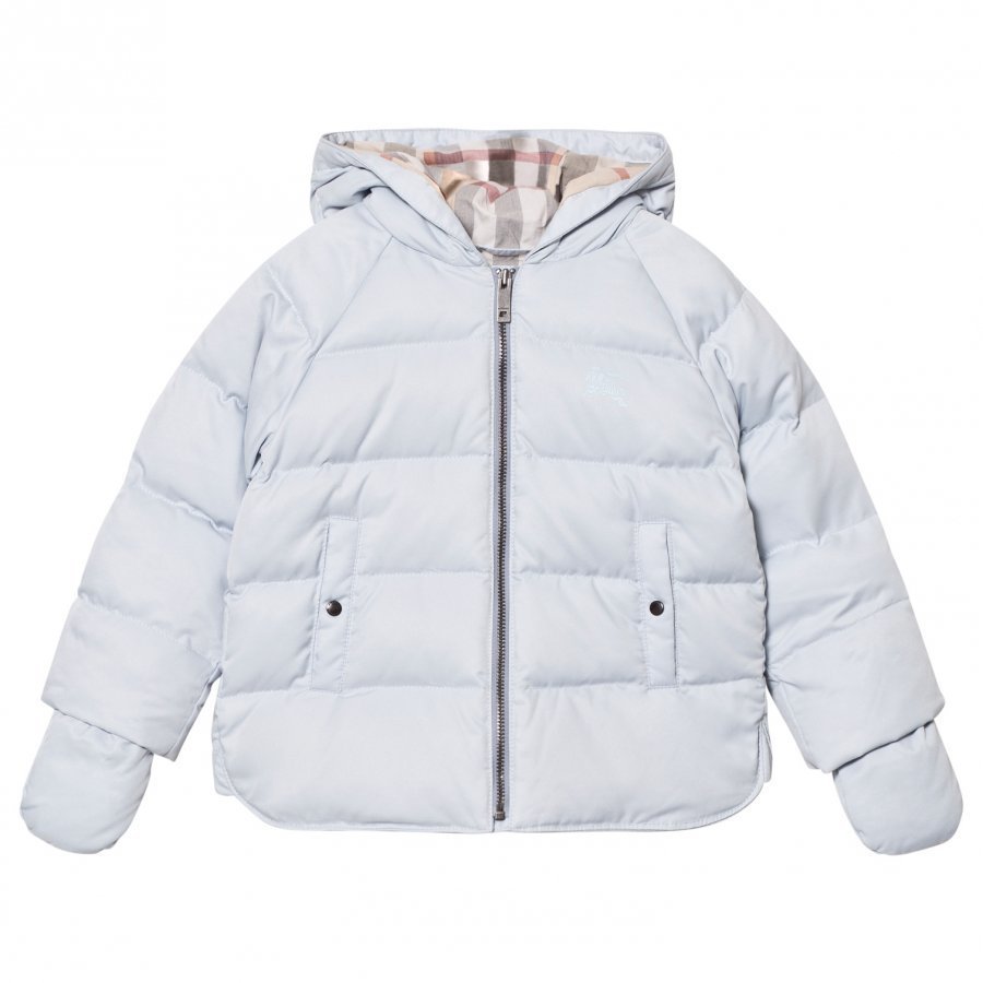 Burberry Rilla Down Hooded Puffer Jacket Ice Blue Toppatakki