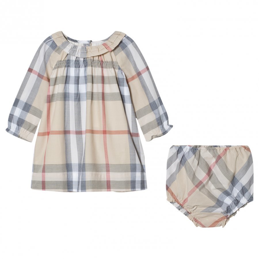 Burberry Ruffle Detail Check Cotton Dress And Bloomers Mekko