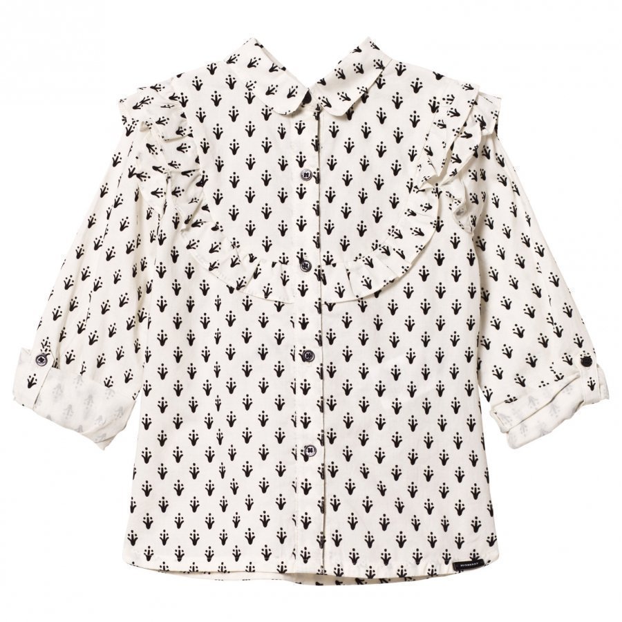 Burberry White And Black Frill Blouse Pusero