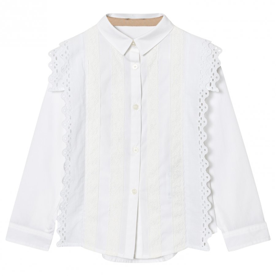 Burberry White Broderie Anglaise Larcy Shirt Pusero