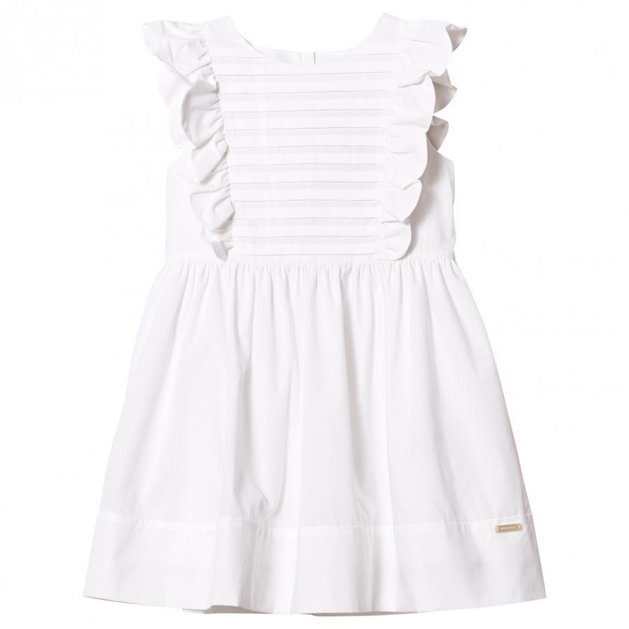 Burberry White Carrie Frill Sleeve Dress Juhlamekko