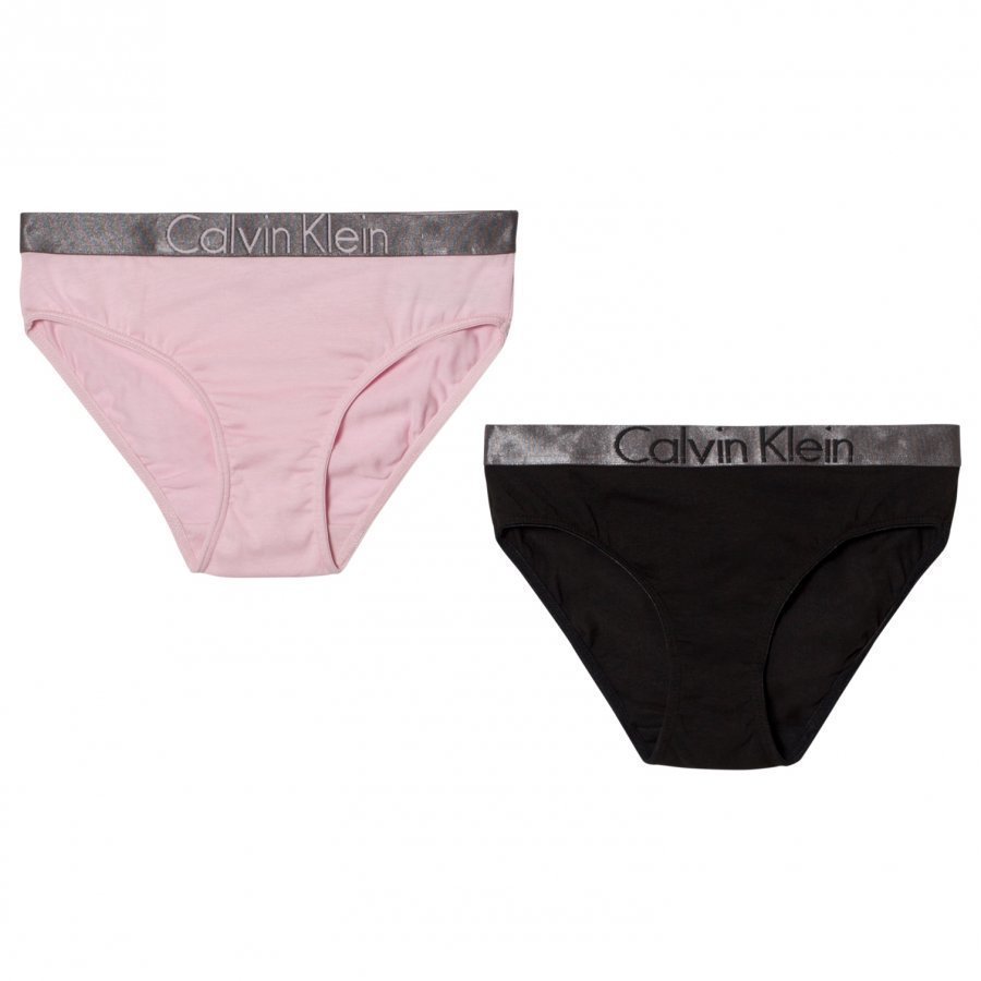 Calvin Klein 2 Pack Of Black And White Branded Bikinis Pikkuhousut