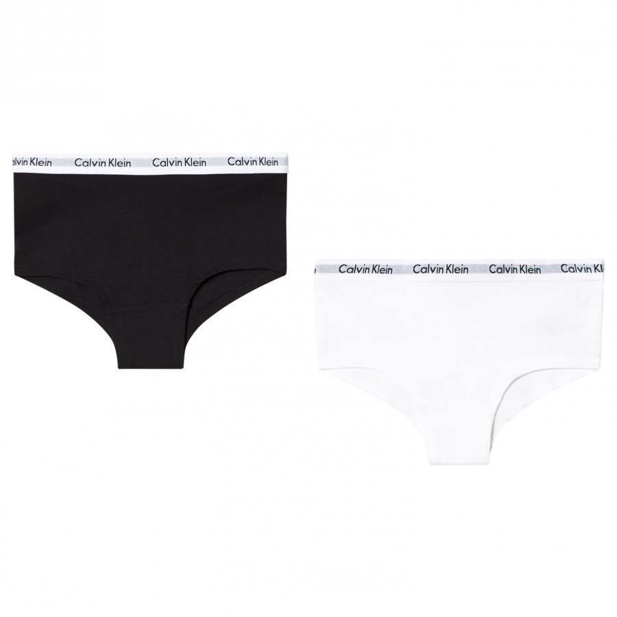 Calvin Klein 2 Pack Of Black And White Branded Bottom Shorties Pikkuhousut