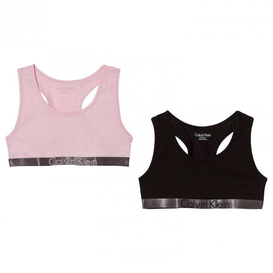 Calvin Klein 2 Pack Of Pink And Black Branded Bralettes Urheiluliivit