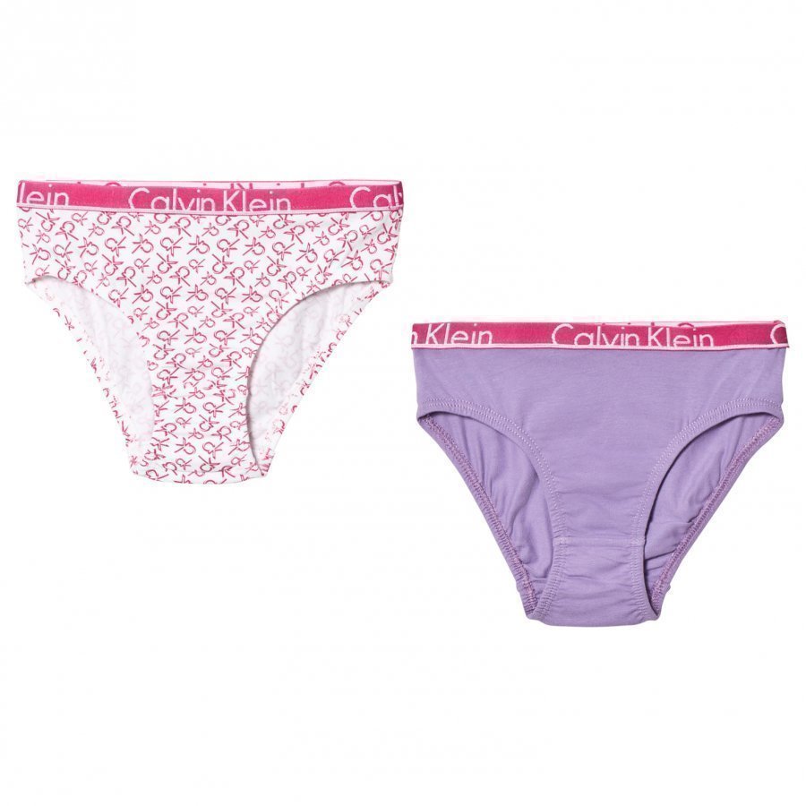 Calvin Klein 2 Pack Of Pink And Lilac Branded Bikinis Pikkuhousut