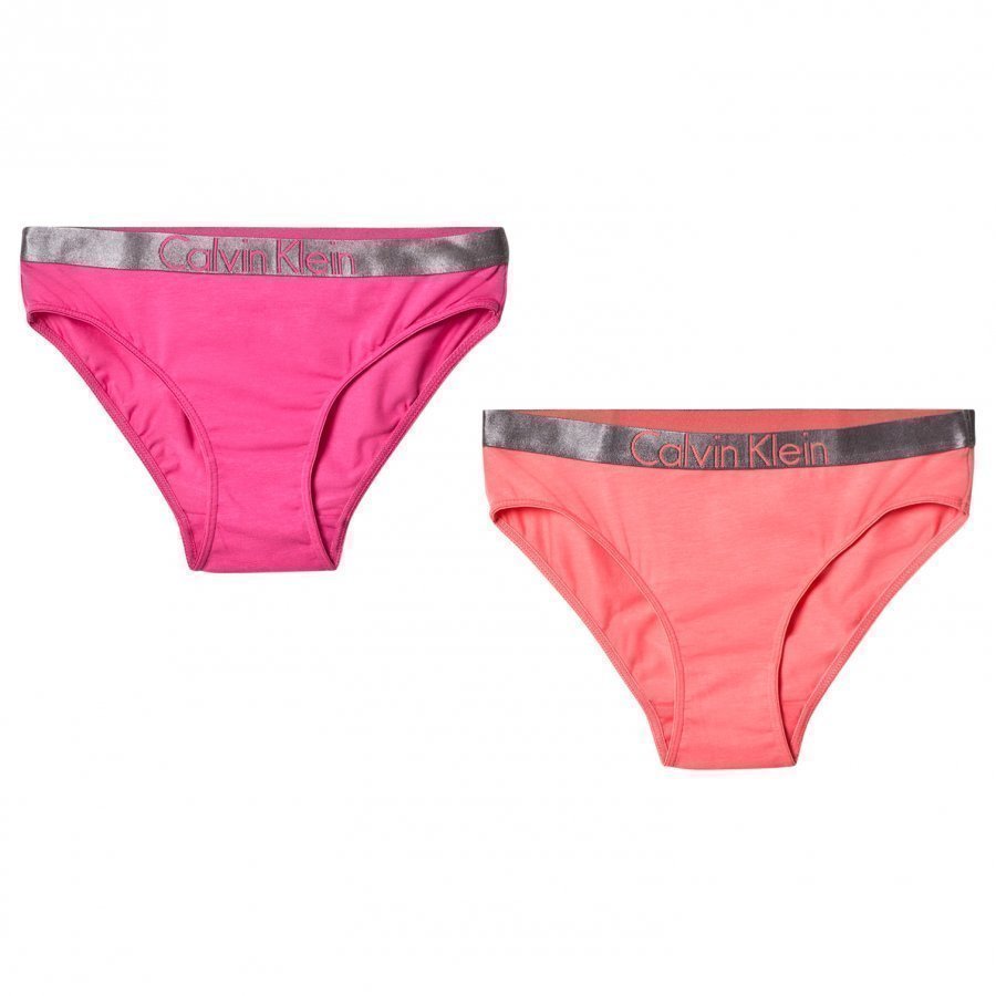 Calvin Klein 2 Pack Of Pink And Orange Bikinis Pikkuhousut