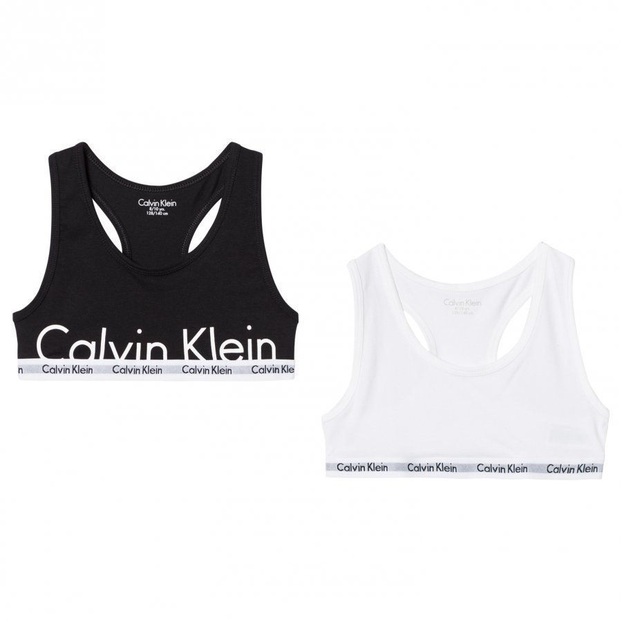 Calvin Klein 2 Pack Of White And Black Branded Bralettes Urheiluliivit