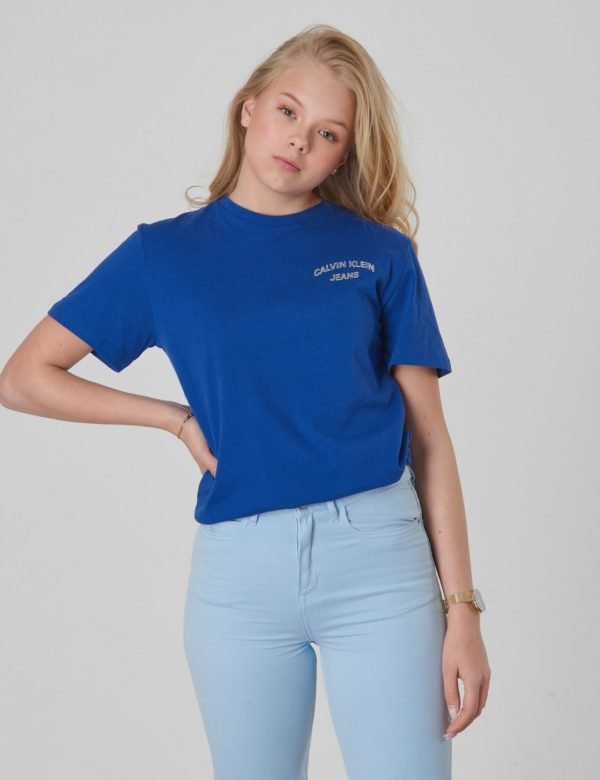 Calvin Klein Chest Logo Oco Tee T-Paita Sininen