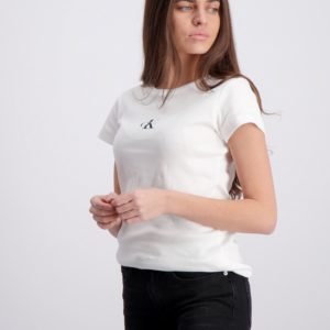 Calvin Klein Ck One Ss Rib Top T-Paita Valkoinen