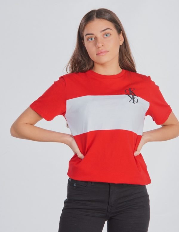 Calvin Klein Colour Block Monogram T Shirt T-Paita Punainen