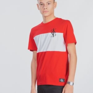 Calvin Klein Colour Block Monogram T Shirt T-Paita Punainen