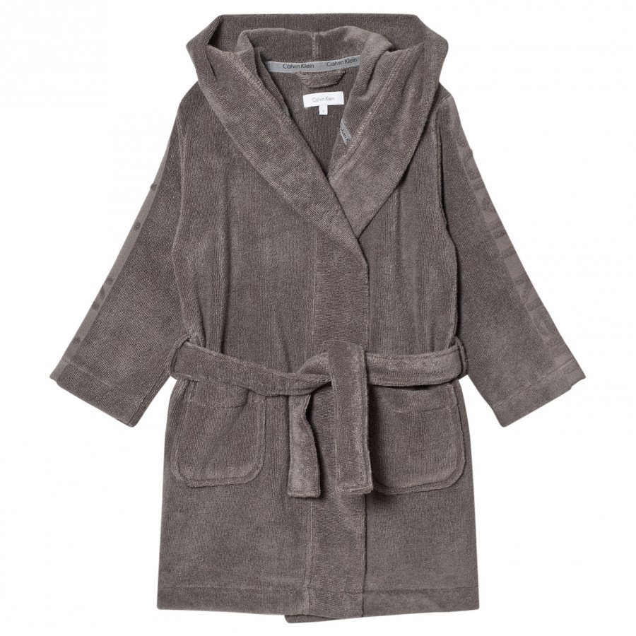 Calvin Klein Grey Branded Micro Cotton Robe Kylpytakki