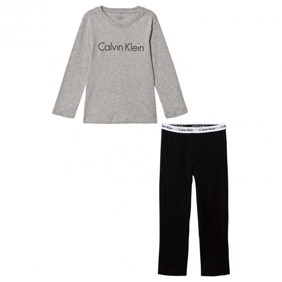Calvin Klein Grey/Black Modern Cotton Branded Pyjamas Yöpuku