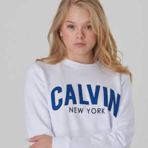 Calvin Klein Logo Patch Terry Sweatshirt Neule Valkoinen