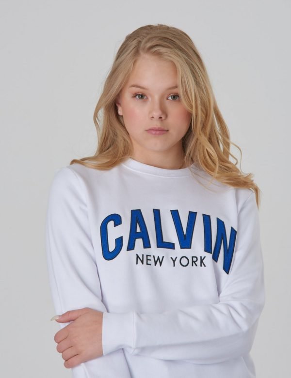 Calvin Klein Logo Patch Terry Sweatshirt Neule Valkoinen