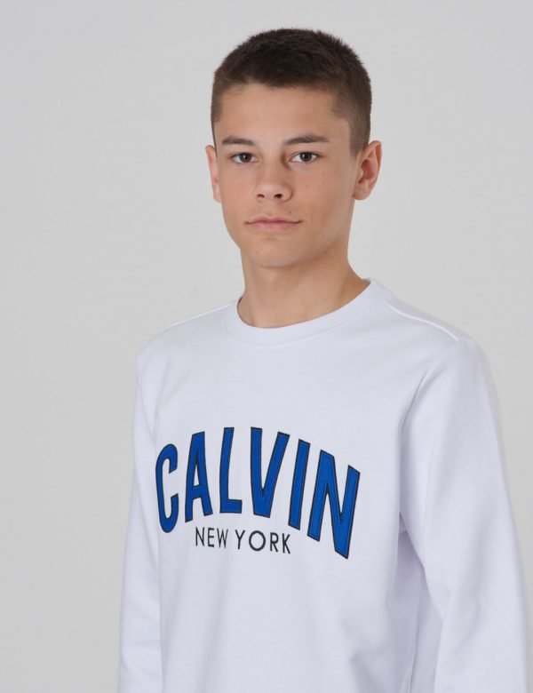 Calvin Klein Logo Patch Terry Sweatshirt Neule Valkoinen