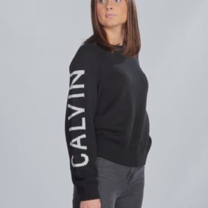 Calvin Klein Logo Raglan Sweater Neule Musta