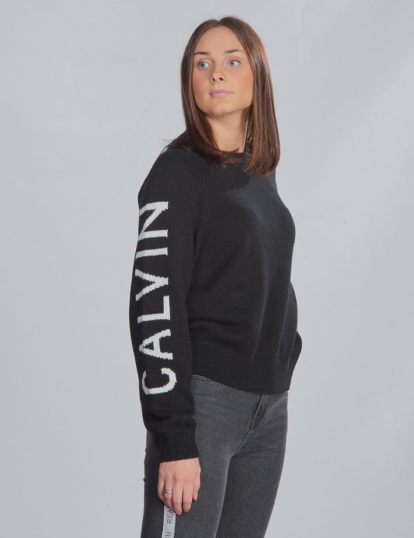 Calvin Klein Logo Raglan Sweater Neule Musta