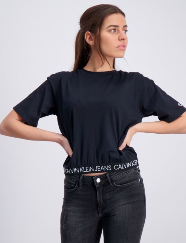Calvin Klein Logo Waistband Cropped Tshirt T-Paita Musta
