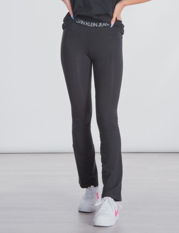 Calvin Klein Logo Waistband Flare Legging Leggingsit Musta